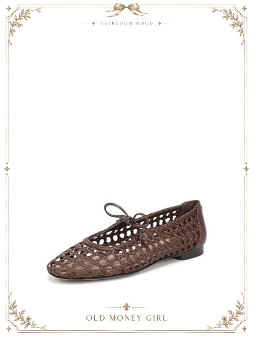 Woven Bow Ballet Flat Slip-On Square Toe Casual Minimal Cushioning